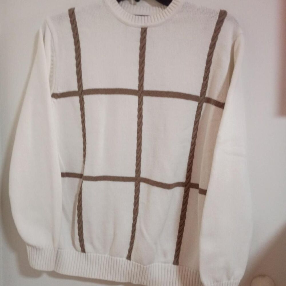 Dockers Men's Cream and Brown Jumper